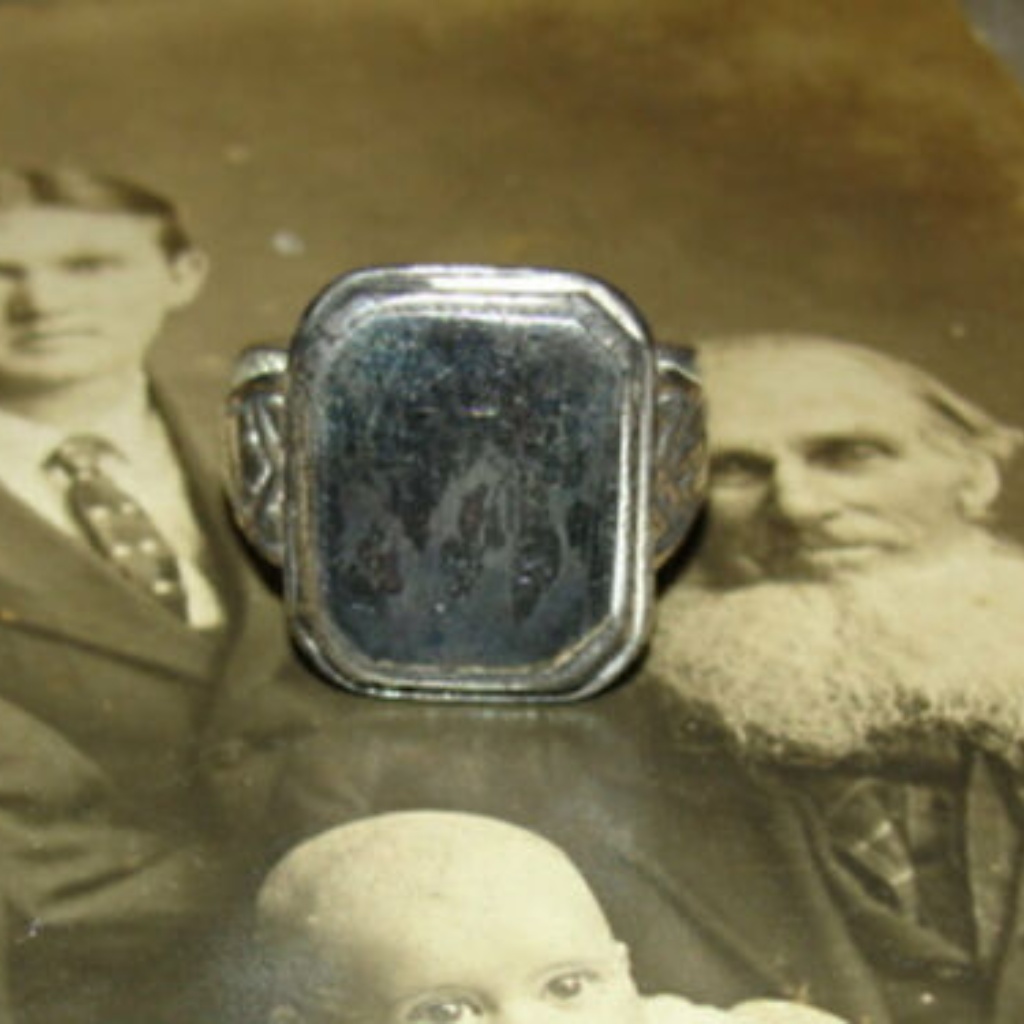 Rectangular Shaped Antiqued Sterling Silver Signet